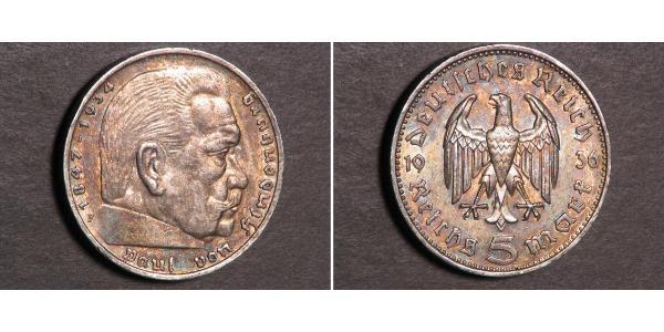 5 Reichsmark Troisième Reich (1933-1945) Argent Paul von Hindenburg
