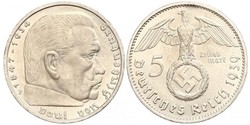 5 Reichsmark Germania nazista (1933-1945) Argento Paul von Hindenburg