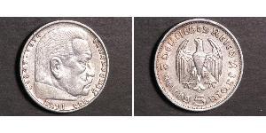 5 Reichsmark Germania nazista (1933-1945) Argento Paul von Hindenburg