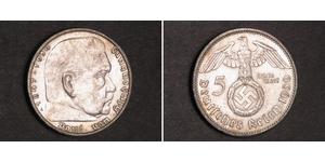 5 Reichsmark Germania nazista (1933-1945) Argento Paul von Hindenburg