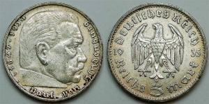 5 Reichsmark Germania nazista (1933-1945) Argento Paul von Hindenburg