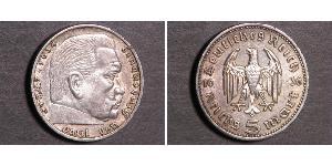 5 Reichsmark Germania nazista (1933-1945) Argento Paul von Hindenburg