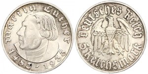 5 Reichsmark Germania nazista (1933-1945) Argento Martin Lutero