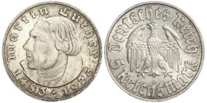 5 Reichsmark Germania nazista (1933-1945) Argento Martin Lutero