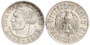 5 Reichsmark Germania nazista (1933-1945) Argento Martin Lutero