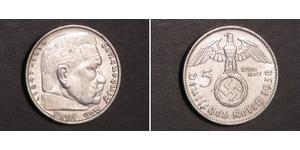 5 Reichsmark Germania nazista (1933-1945) Argento Paul von Hindenburg