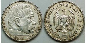 5 Reichsmark Germania nazista (1933-1945) Argento Paul von Hindenburg