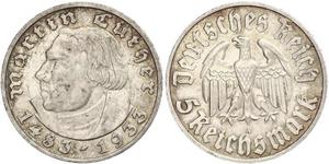 5 Reichsmark Germania nazista (1933-1945) Argento Martin Lutero