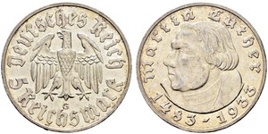 5 Reichsmark Germania nazista (1933-1945) Argento Martin Lutero