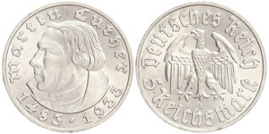 5 Reichsmark Germania nazista (1933-1945) Argento Martin Lutero