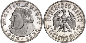 5 Reichsmark Germania nazista (1933-1945) Argento Martin Lutero