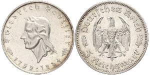 5 Reichsmark Germania nazista (1933-1945) Argento Friedrich Schiller