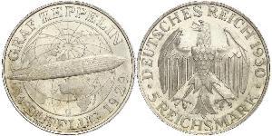 5 Reichsmark Repubblica di Weimar (1918-1933) Argento 