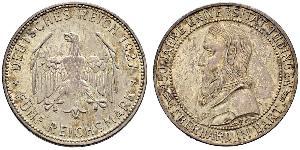 5 Reichsmark Repubblica di Weimar (1918-1933) Argento Eberhard I, Count of Württemberg