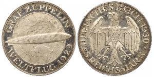 5 Reichsmark Repubblica di Weimar (1918-1933) Argento 