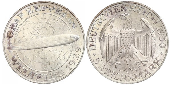 5 Reichsmark Repubblica di Weimar (1918-1933) Argento 