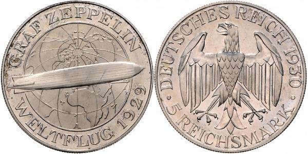 5 Reichsmark Repubblica di Weimar (1918-1933) Argento 
