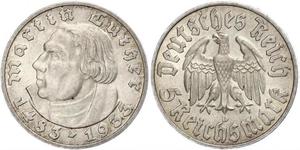 5 Reichsmark Alemania nazi (1933-1945) Plata Martín Lutero
