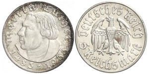 5 Reichsmark Alemania nazi (1933-1945) Plata Martín Lutero