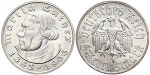 5 Reichsmark Alemania nazi (1933-1945) Plata Martín Lutero