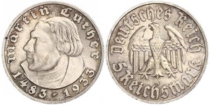 5 Reichsmark Alemania nazi (1933-1945) Plata Martín Lutero