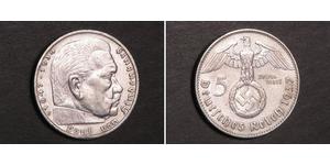 5 Reichsmark Alemania nazi (1933-1945) Plata Paul von Hindenburg