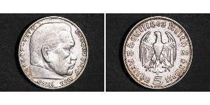 5 Reichsmark Alemania nazi (1933-1945) Plata Paul von Hindenburg