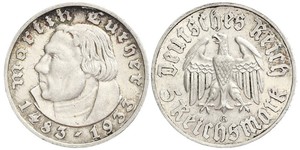 5 Reichsmark Alemania nazi (1933-1945) Plata Martín Lutero