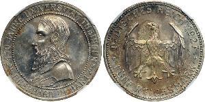 5 Reichsmark República de Weimar (1918-1933) Plata Everardo I de Wurtemberg