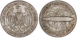 5 Reichsmark República de Weimar (1918-1933) Plata 