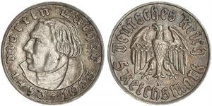 5 Reichsmark Deutsches Reich (1933-1945) Silber Martin Luther