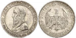 5 Reichsmark Weimarer Republik (1918-1933) Silber Eberhard I. (Württemberg, Graf)