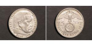 5 Reichsmark Nazi Germany (1933-1945) Silver Paul von Hindenburg