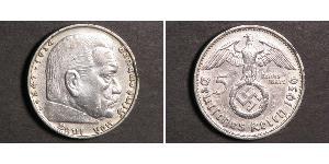 5 Reichsmark Nazi Germany (1933-1945) Silver Paul von Hindenburg