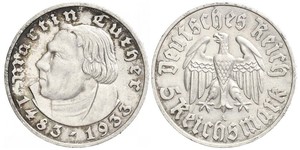 5 Reichsmark Nazi Germany (1933-1945) Silver Martin Luther