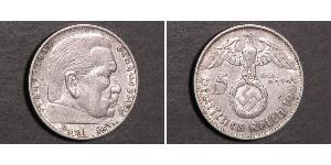 5 Reichsmark Nazi Germany (1933-1945) Silver Paul von Hindenburg