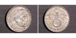5 Reichsmark Nazi Germany (1933-1945) Silver Paul von Hindenburg