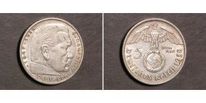 5 Reichsmark Nazi Germany (1933-1945) Silver Paul von Hindenburg