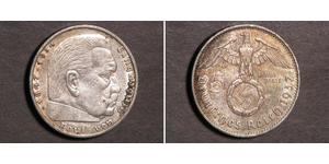 5 Reichsmark Nazi Germany (1933-1945) Silver Paul von Hindenburg