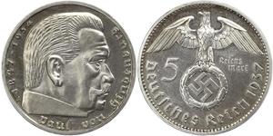 5 Reichsmark Nazi Germany (1933-1945) Silver Paul von Hindenburg