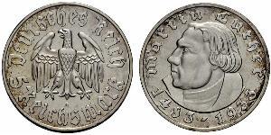 5 Reichsmark Nazi Germany (1933-1945) Silver Martin Luther