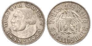 5 Reichsmark Nazi Germany (1933-1945) Silver Martin Luther