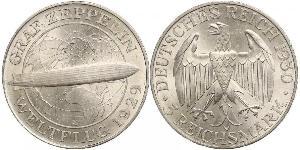 5 Reichsmark Веймарская республика (1918-1933) Серебро 
