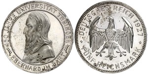 5 Reichsmark Веймарская республика (1918-1933) Серебро Эберхард I Светлый