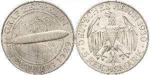5 Reichsmark Веймарская республика (1918-1933) Серебро 