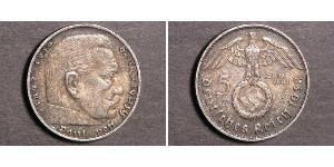 5 Reichsmark Третий рейх (1933-1945) Серебро Гинденбург, Пауль фон