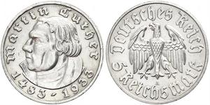 5 Reichsmark Третий рейх (1933-1945) Серебро Лютер, Мартин