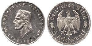 5 Reichsmark Третий рейх (1933-1945) Серебро Шиллер, Фридрих