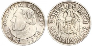 5 Reichsmark Третий рейх (1933-1945) Серебро Лютер, Мартин