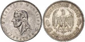 5 Reichsmark Третий рейх (1933-1945) Серебро Шиллер, Фридрих